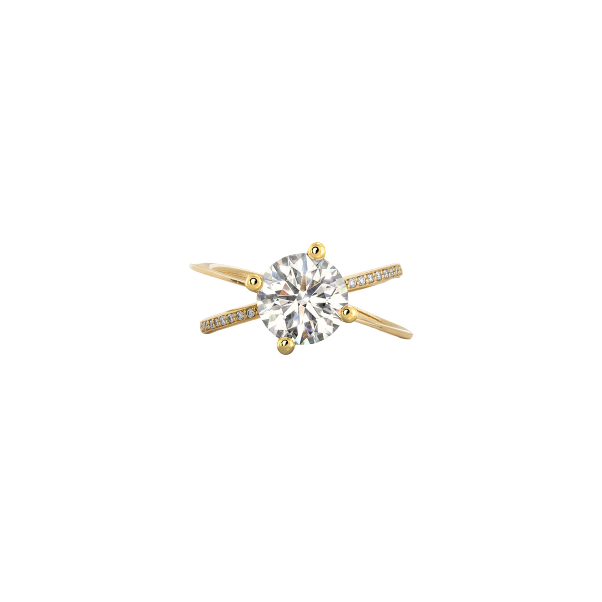 Moon Ellipse Pavé Diamond Ring Yellow Gold 1.5 carat