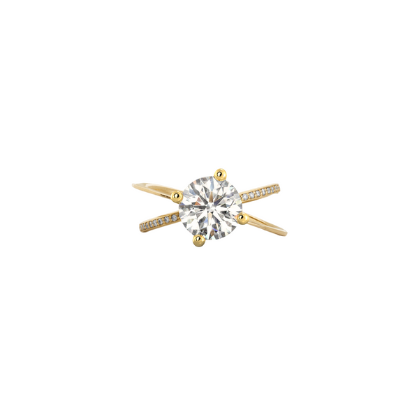 Moon Ellipse Pavé Diamond Ring Yellow Gold 1.5 carat Nayestones