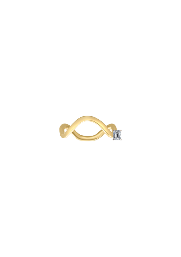 0.25 carat baguette cut diamond gold ring - ethical material handcrafted in Antwerp 