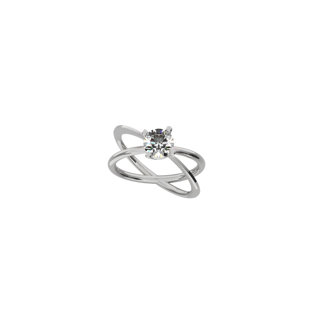 Moon Ellipse Diamond Ring White Gold with a centered 1 carat diamond