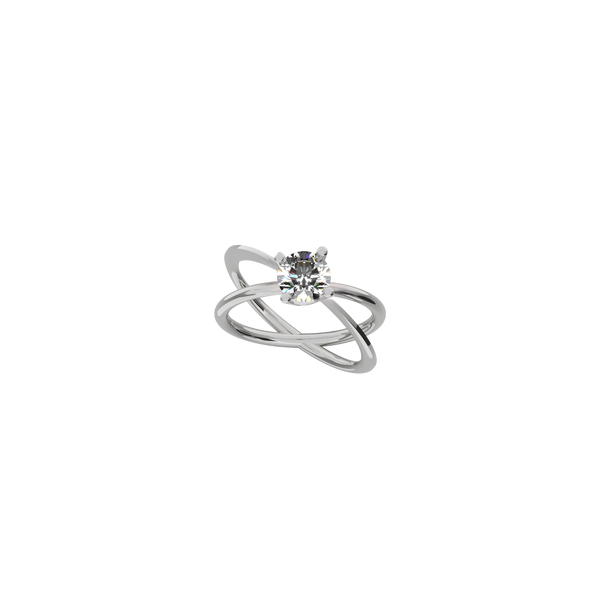 Moon Ellipse Diamond Ring White Gold with a centered 1 carat diamond Nayestones