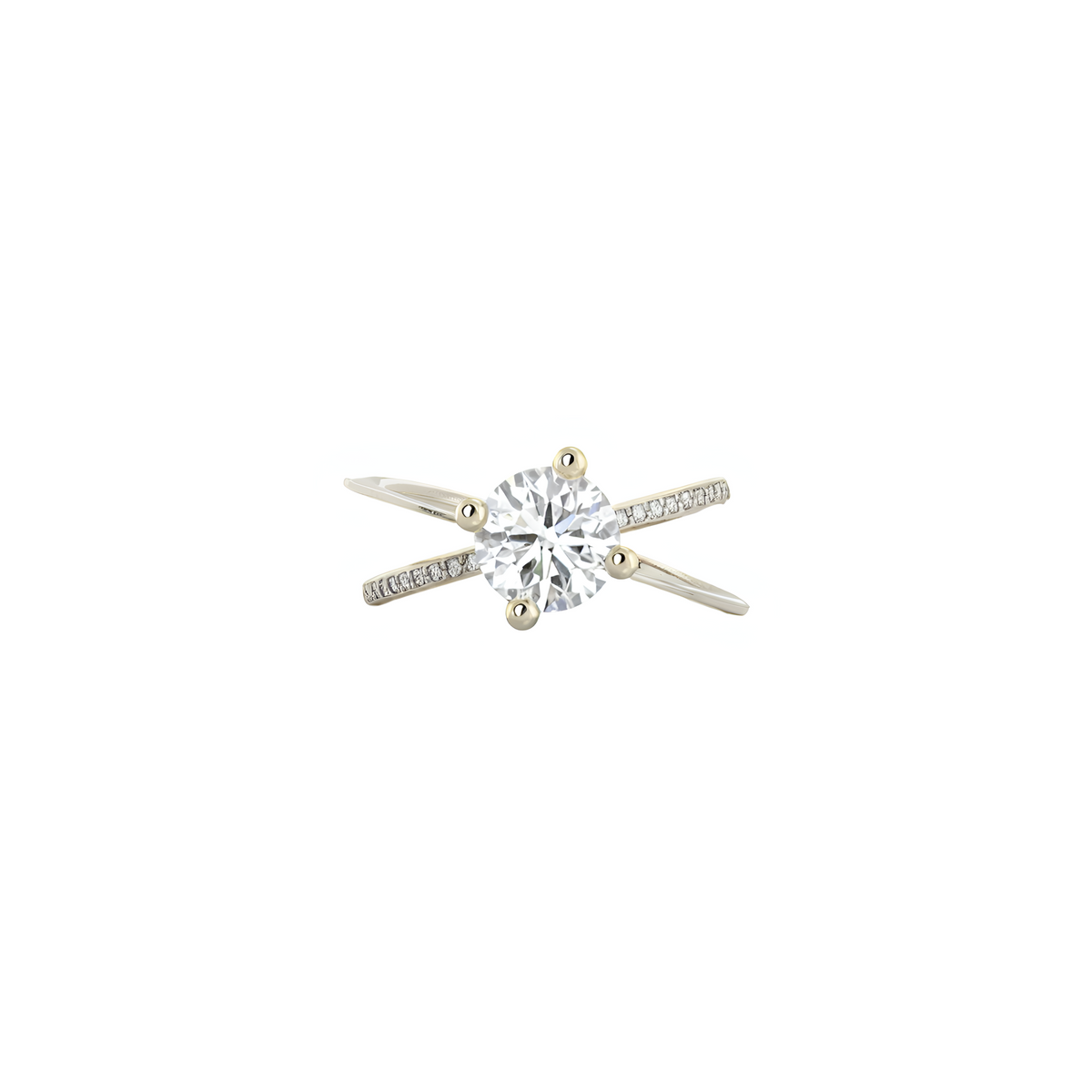 Moon Ellipse Pavé Diamond Ring White Gold centered diamond 1 carat