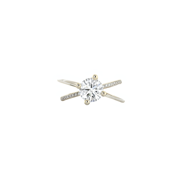 Moon Ellipse Pavé Diamond Ring White Gold centered diamond 1 carat Nayestones