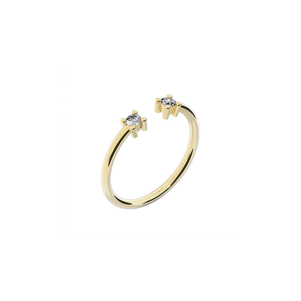 Nayestones' Delicate 18K Recycled Gold Ring with 0.065 Carat White Diamonds Each, Totaling 0.13 Carats - Versatile Beauty for Subtle Elegance or Perfect Pairing with the Simple Solitaire Engagement Ring from our Essential Bridal Collection