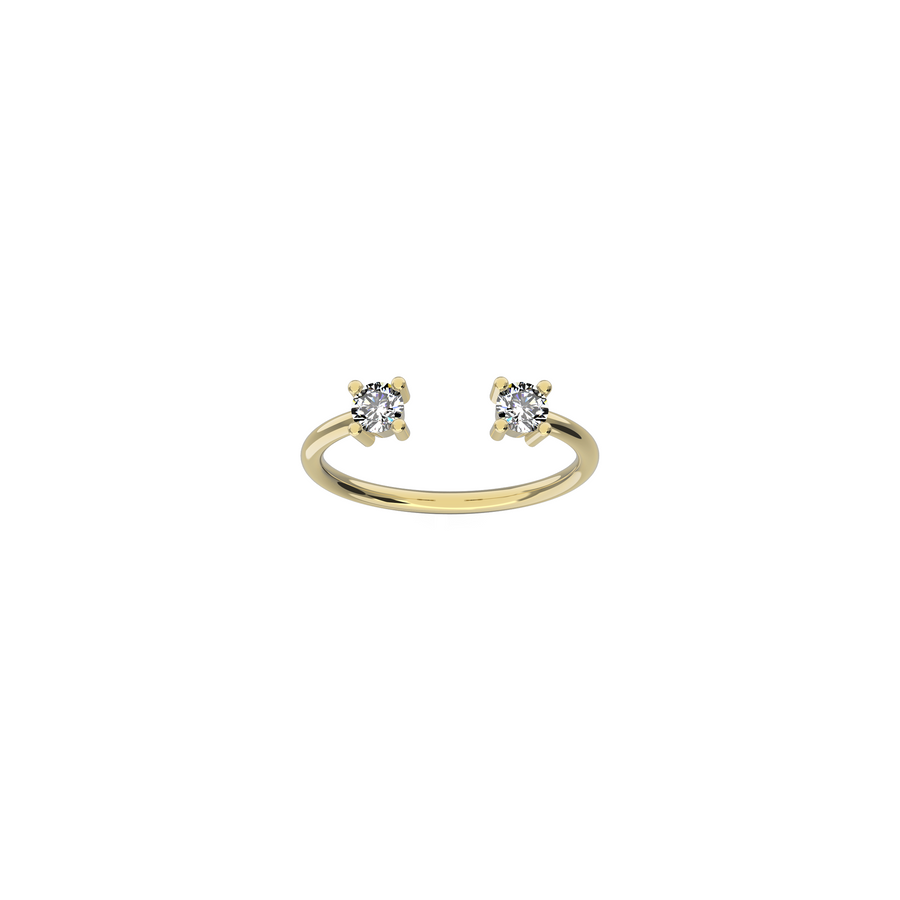 Adaptable Nayestones Beauty: 18K Recycled Gold Ring Embellished with 0.18 Carat White Diamonds Each, Totaling 0.36 Carats - A Graceful Statement Ring or Perfect Complement to the Simple Solitaire Engagement Ring from our Essential Bridal Collection, Crafted for Your Distinctive Style Choice.