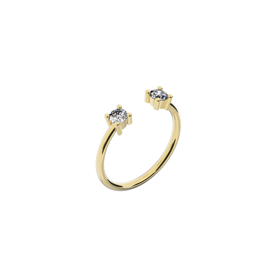 Distinctive Nayestones Design: 18K Recycled Gold Ring adorned with Delicate 0.18 Carat White Diamonds, Totaling 0.36 Carats - A Versatile Piece, Ideal as a Subtle Engagement Ring or as a Perfect Match with the Simple Solitaire Engagement Ring from our Essential Bridal Collection. The Choice is Yours!