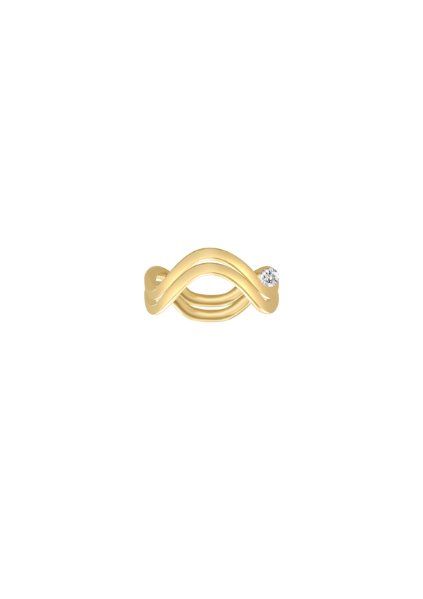 Double Band gold round cut, off center - by Nayestones made in Antwerp