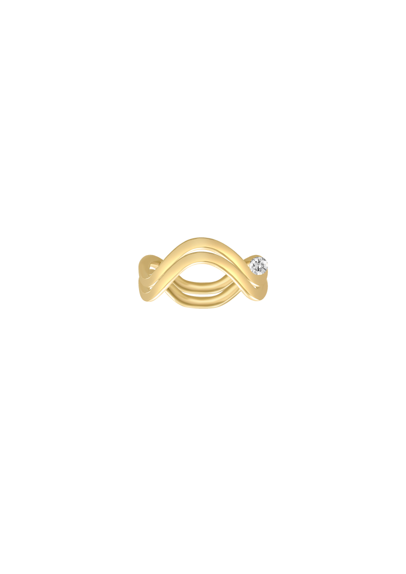 Double Band gold round cut, off center - by Nayestones made in Antwerp Nayestones