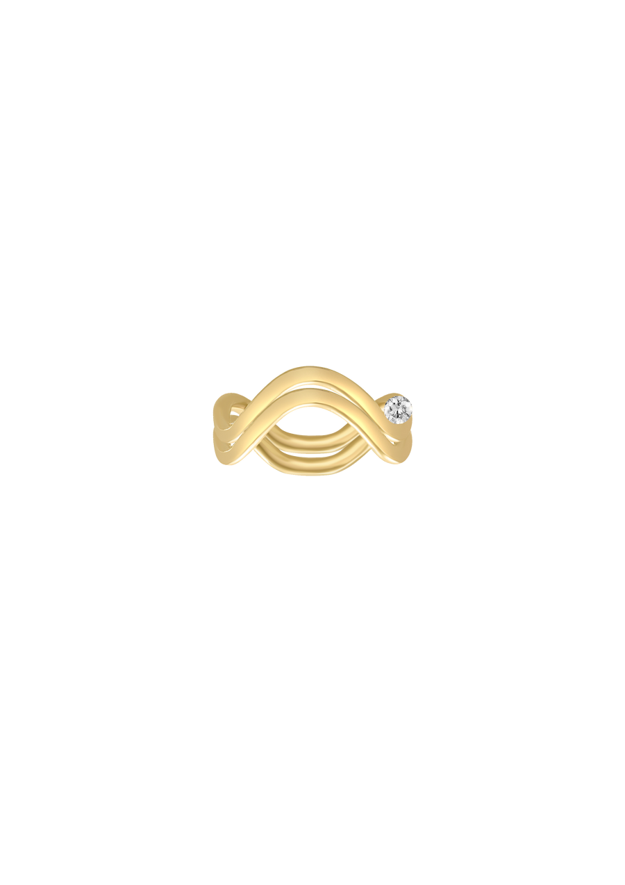 Double Band gold round cut, off center - by Nayestones made in Antwerp