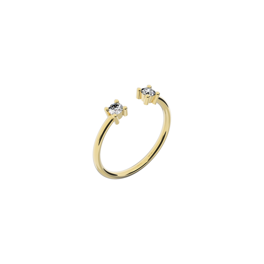 Charming Nayestones Creation: 18K Recycled Gold Ring Featuring Dainty 0.1 Carat White Diamonds, Totaling 0.2 Carats - A Graceful Statement Whether Worn Alone as an Elegant Engagement Ring or Paired Perfectly with the Simple Solitaire Engagement Ring from our Essential Bridal Collection. Your Style, Your Choice