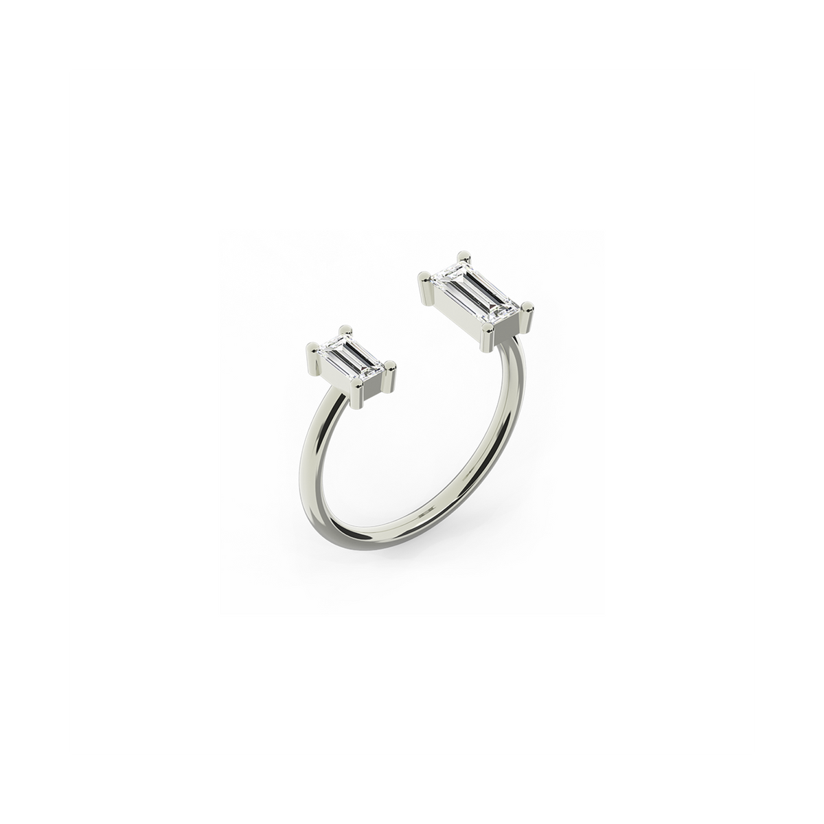 Toi & Moi Engagement ring in 18K white gold with two baguette-cut 0.89 carats diamonds by Nayestones, Belgian Fine Jewelry.