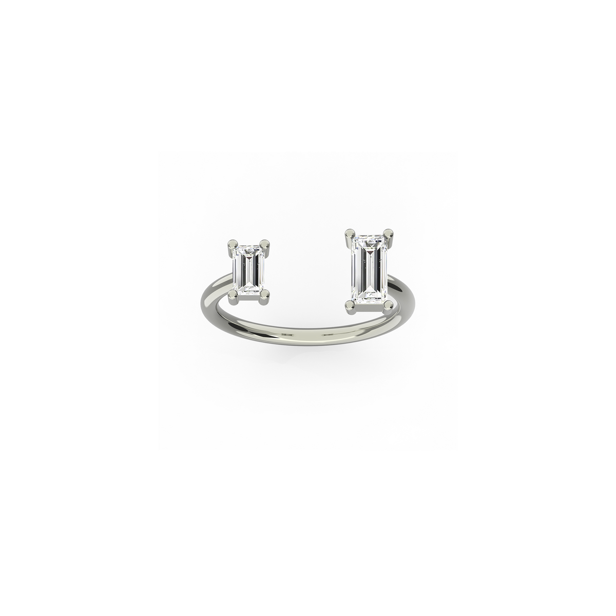 Toi & Moi Engagement ring in 18K white gold with two baguette-cut 0.89 carats diamonds by Nayestones, Belgian Fine Jewelry.
