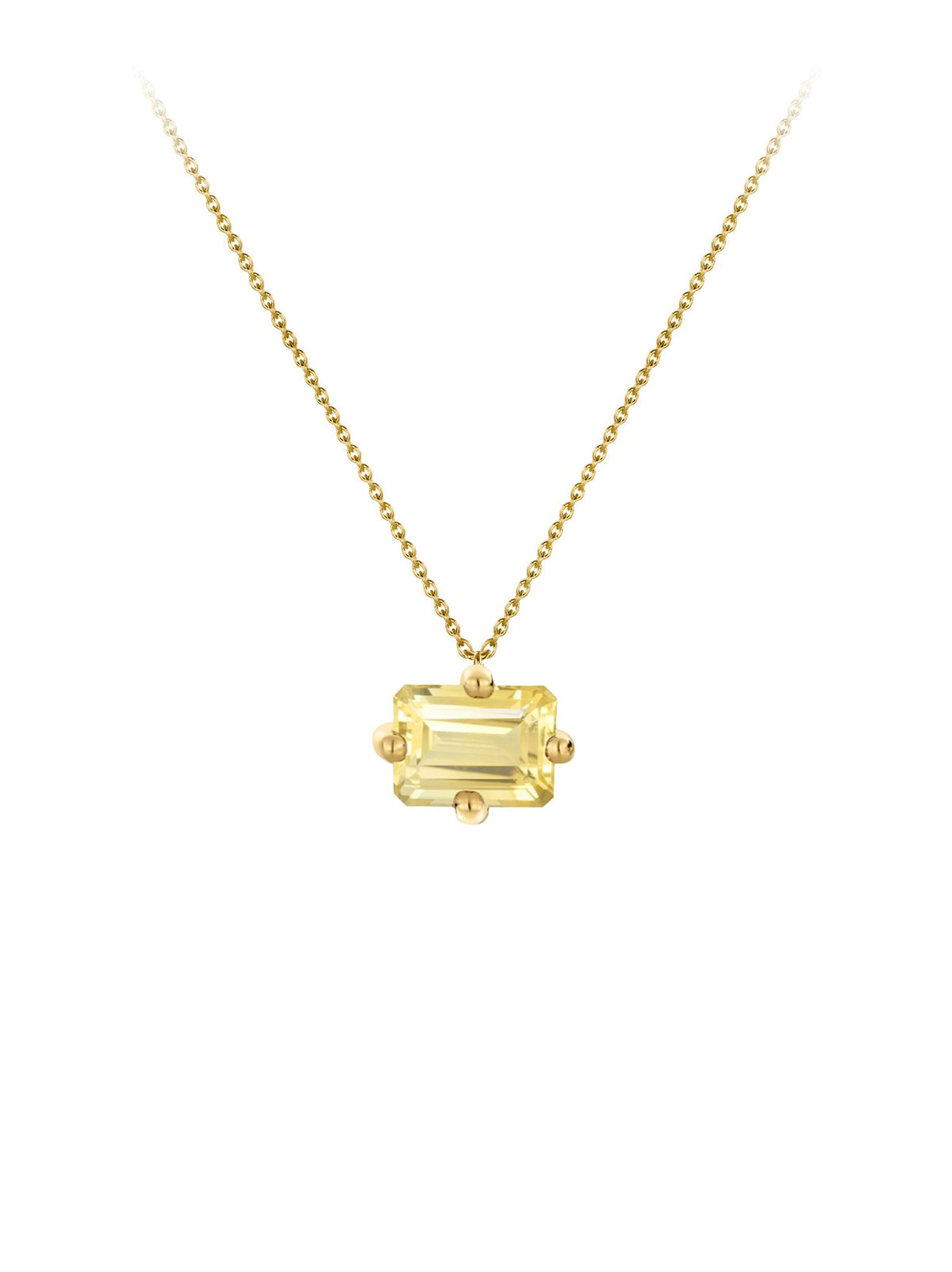Collier Signature Big Octogone en or jaune 9 carats avec une citrine taille octogonale par Nayestones, haute joaillerie belge.  