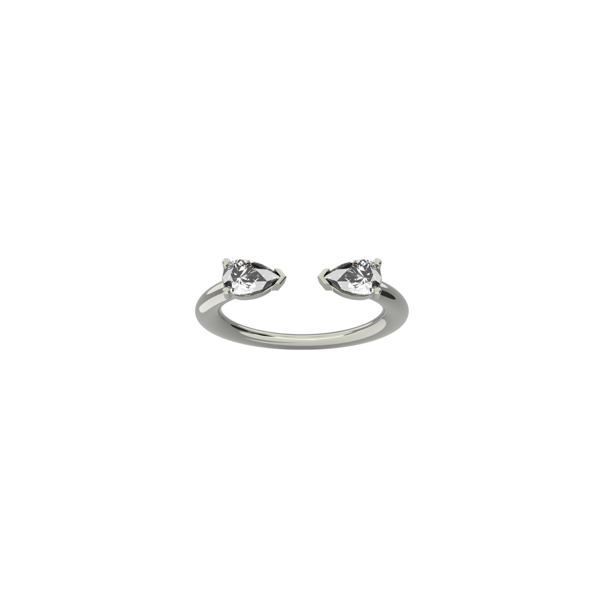 Refined Nayestones Creation: 18K Recycled Gold Ring showcasing Elegant Pear White Diamonds, carat per stone: 0.39 carats and total diamond carat weight : 0.78 carats. Perfect for an engagement and wedding ring. Made in Antwerp, Belgium 