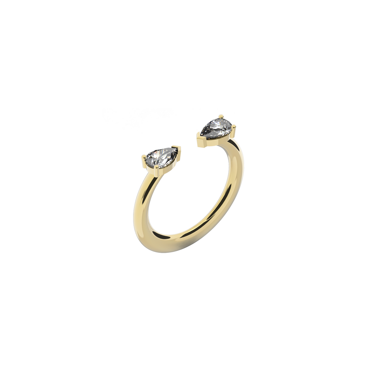 Refined Nayestones Creation: 18K Recycled Gold Ring showcasing Elegant Pear White Diamonds, carat per stone: 0.39 carats and total diamond carat weight : 0.78 carats. Perfect for an engagement and wedding ring. Made in Antwerp, Belgium 