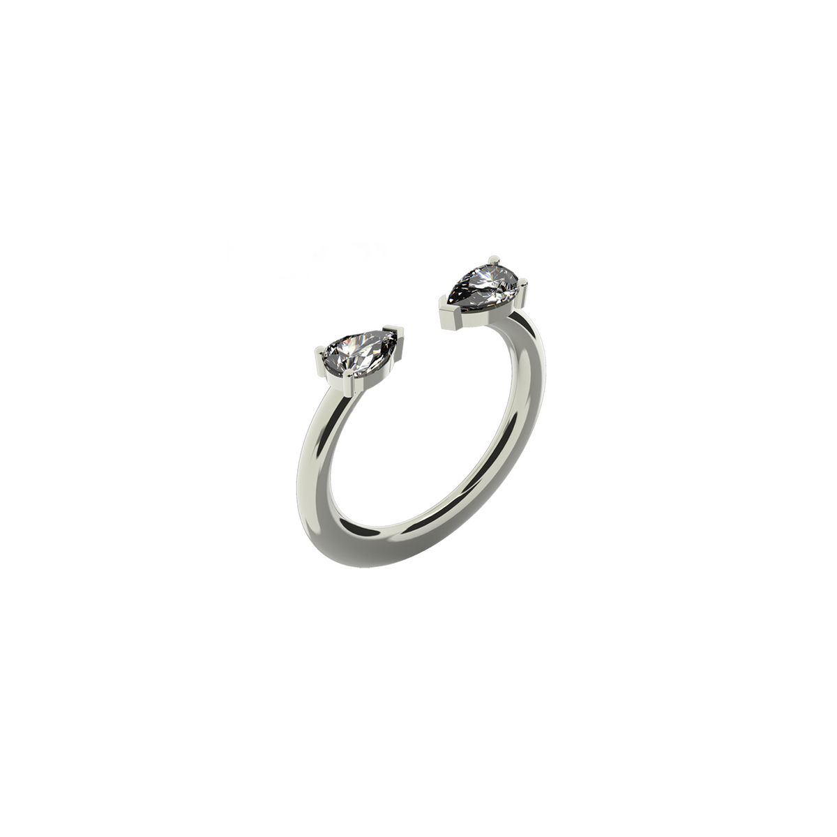 Refined Nayestones Creation: 18K Recycled Gold Ring showcasing Elegant Pear White Diamonds, carat per stone: 0.39 carats and total diamond carat weight : 0.78 carats. Perfect for an engagement and wedding ring. Made in Antwerp, Belgium 