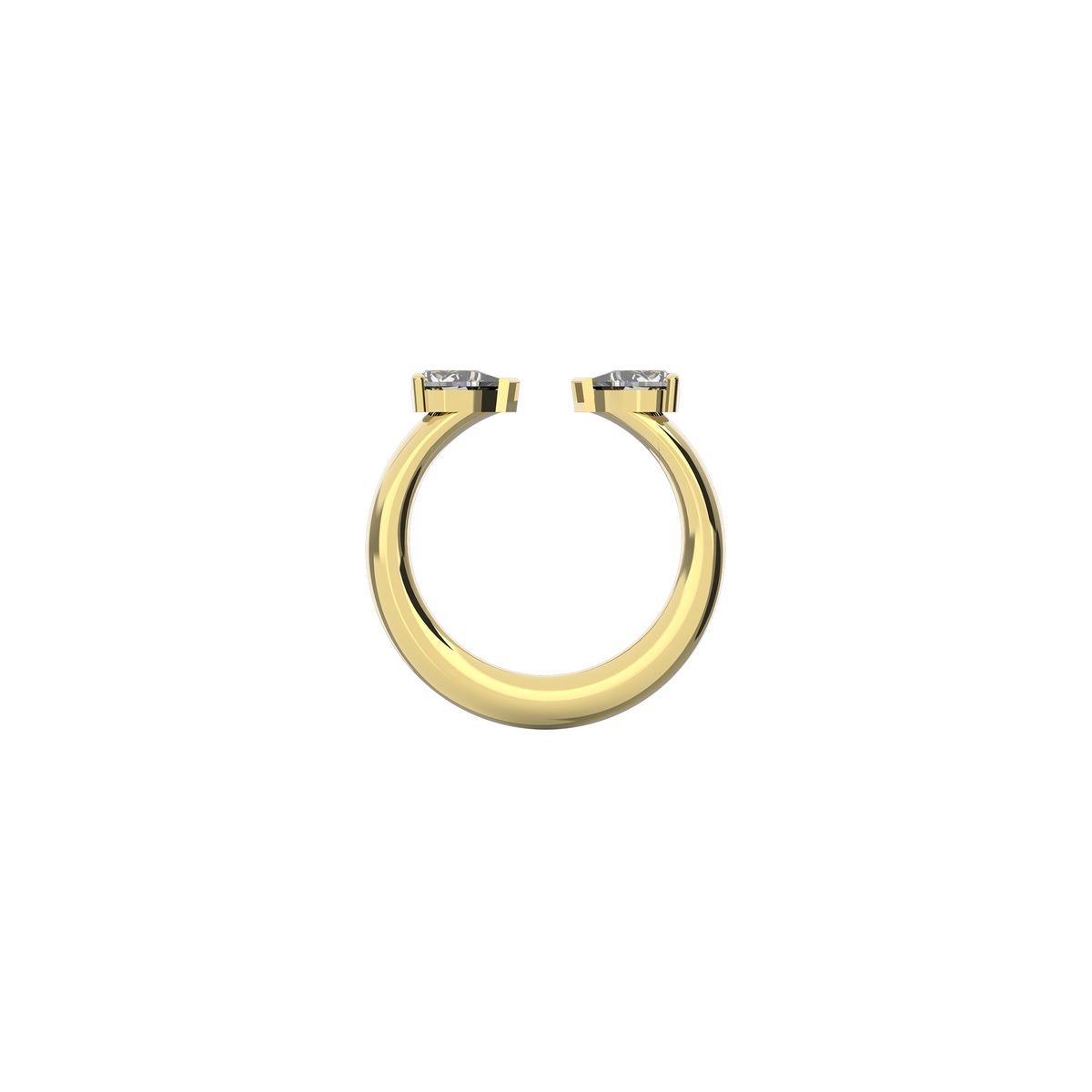 Refined Nayestones Creation: 18K Recycled Gold Ring showcasing Elegant Pear White Diamonds, carat per stone: 0.39 carats and total diamond carat weight : 0.78 carats. Perfect for an engagement and wedding ring. Made in Antwerp, Belgium 