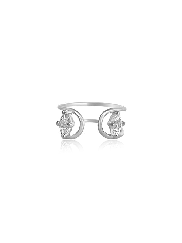 BAGUE DOUBLE C DEUX MARQUISES DIAMANTS Nayestones