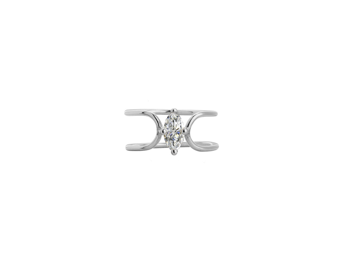 BAGUE DIAMANT DOUBLE C MARQUISE