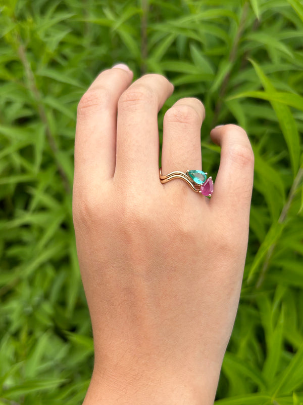 Double Petite Comete Stella Stone Ring Emerald Tourmaline Nayestones