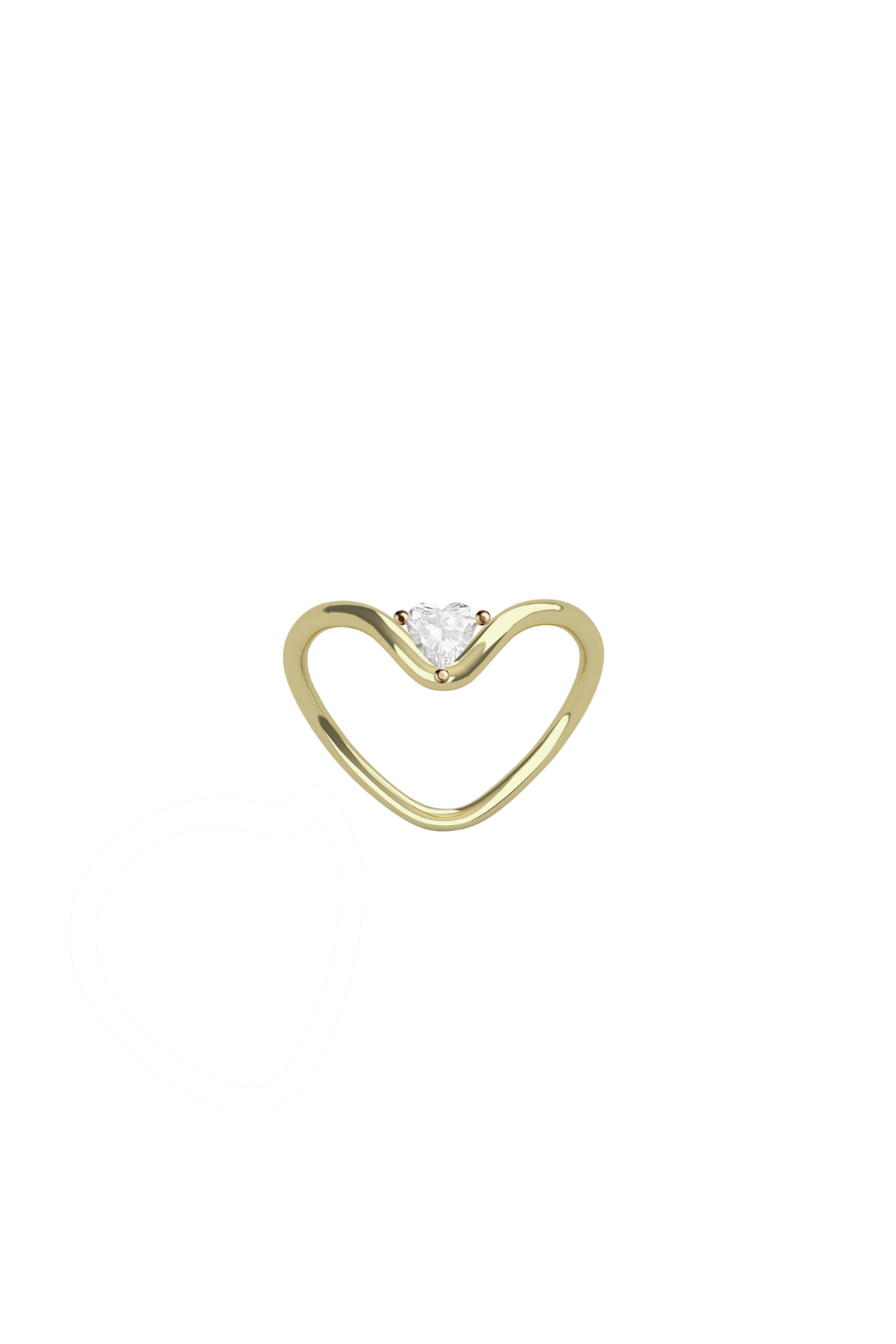 Heart Heart Diamond Ring in 18k yellow gold with 0.25 ct diamond by Nayestones, Belgian fine jewelry.