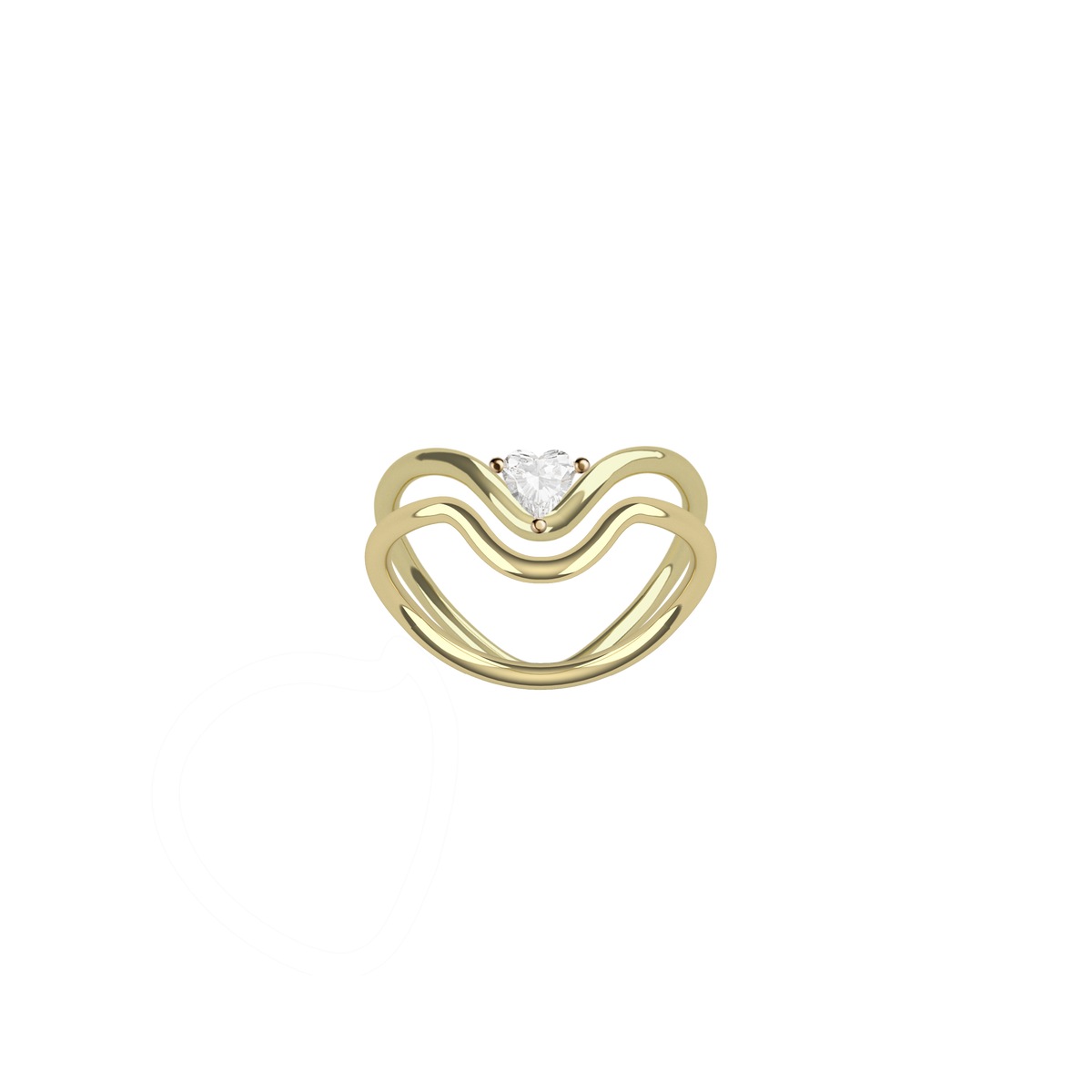 Heart Wedding Ring Set in 18k sustainable white or yellow gold, featuring a Heart Loop Gold Ring and a Heart Diamond Ring available in 0.25ct by Nayestones, Belgian fine jewelry.