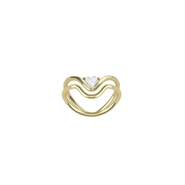 Heart Wedding Ring Set in 18k sustainable white or yellow gold, featuring a Heart Loop Gold Ring and a Heart Diamond Ring available in 0.25ct by Nayestones, Belgian fine jewelry. Nayestones