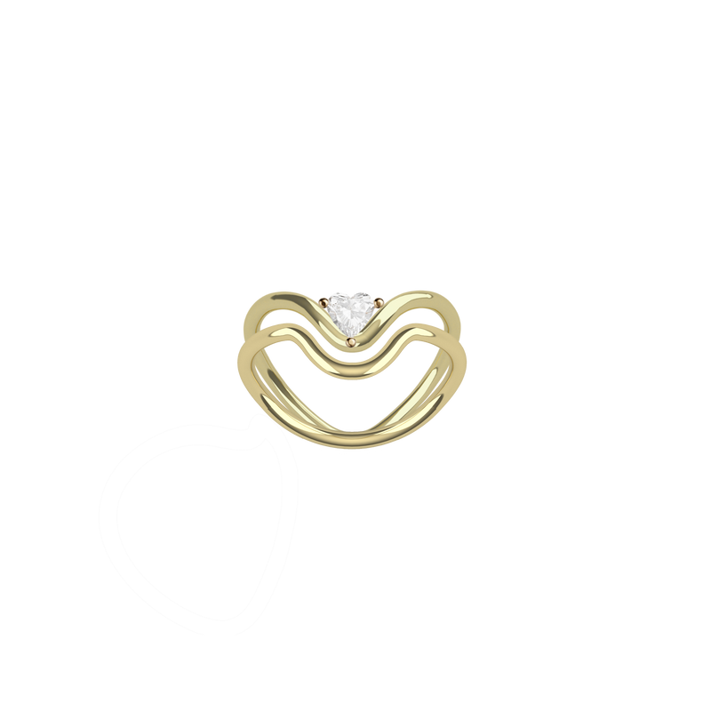 Heart Wedding Ring Set in 18k sustainable white or yellow gold, featuring a Heart Loop Gold Ring and a Heart Diamond Ring available in 0.25ct by Nayestones, Belgian fine jewelry. Nayestones