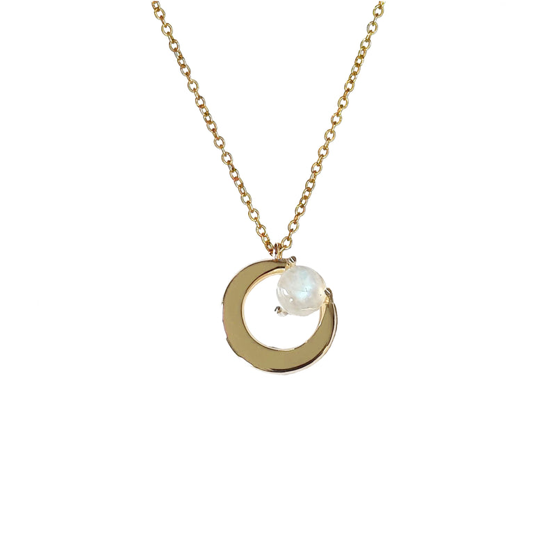 Moon Celeste Necklace - Metal: 18K sustainable gold - Stone: moonstone – Made in Antwerp by Nayestones Belgian Sustainable Fine Jewellery   Nayestones