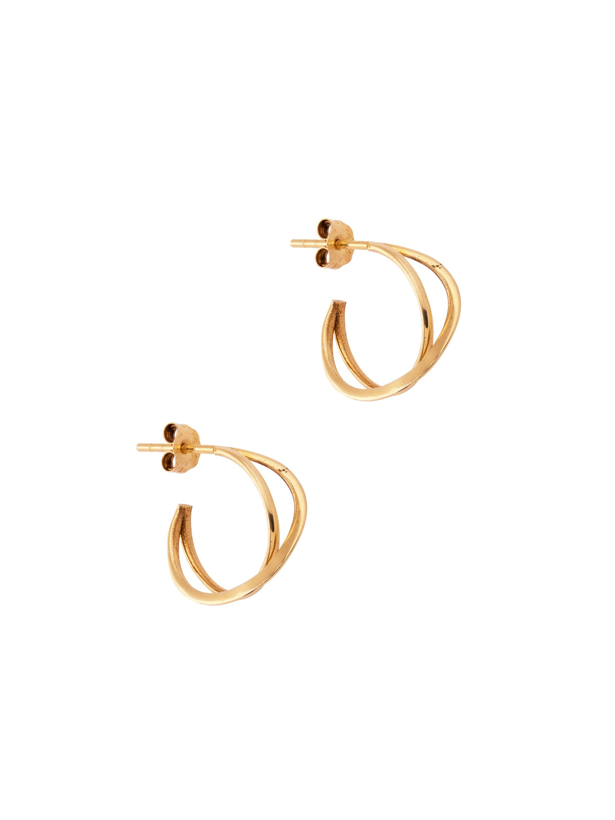 Moon Ellipse Creole earrings in 14k and 18k pink gold by Nayestones, Belgian fine jewelry. 