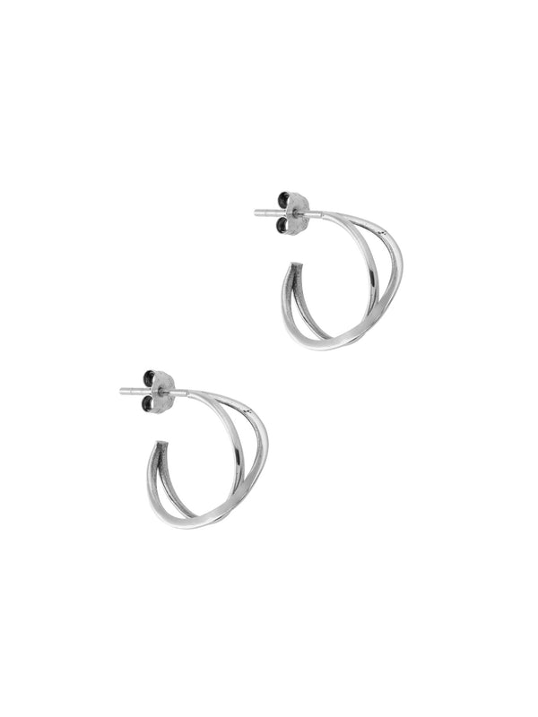 Moon Ellipse Creole earrings in 14k and 18k white gold by Nayestones, Belgian fine jewelry.  Nayestones