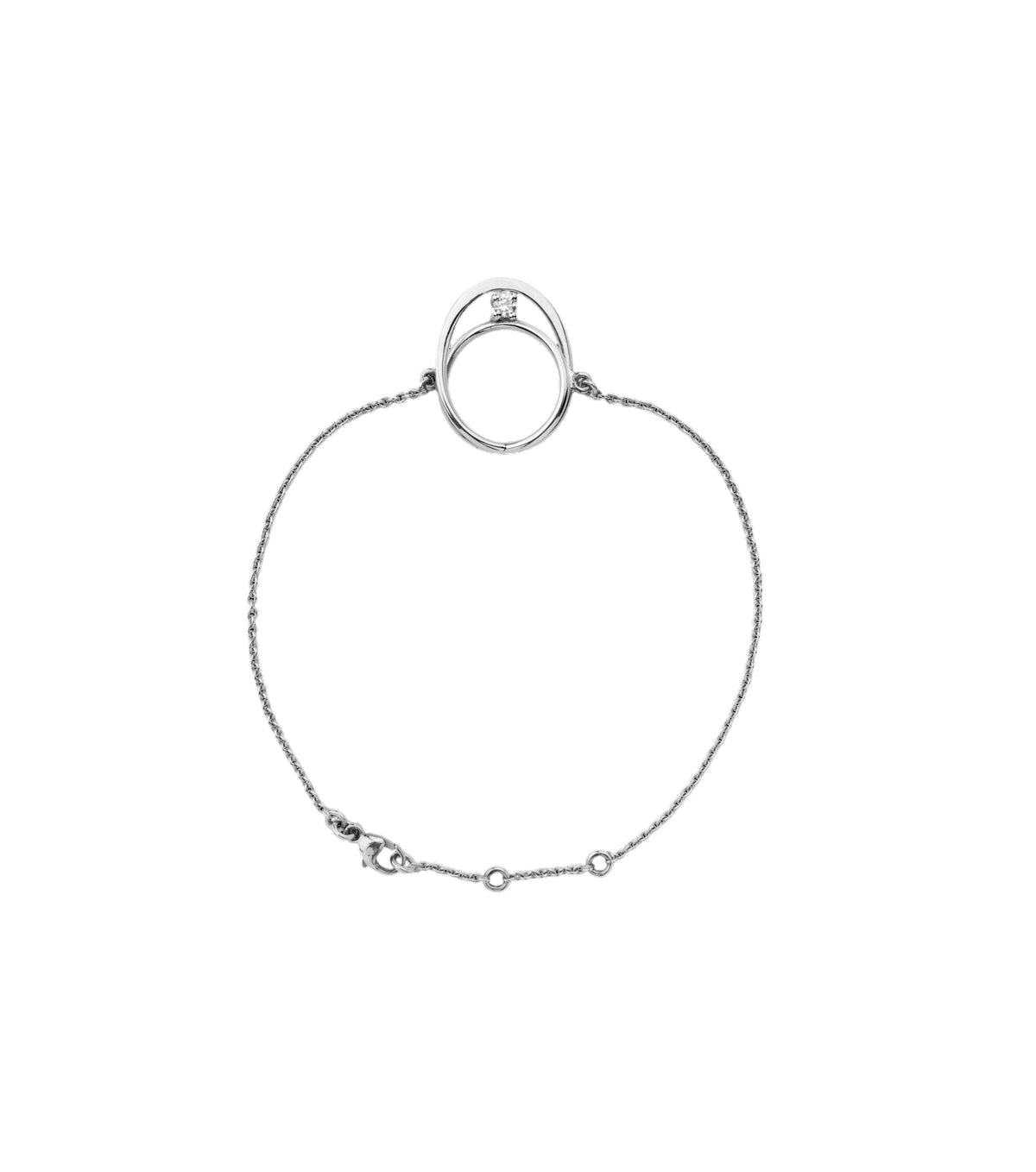 Moon Ellipse bracelet in 18K white gold with 0.05 carats diamond by  Nayestones, Belgian fine jewelry. 