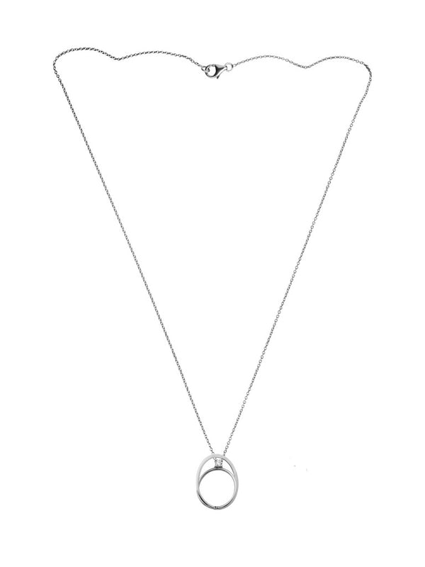 Moon Ellipse necklace in 18K white gold with 0.05 carats diamond by  Nayestones, Belgian fine jewelry.  Nayestones