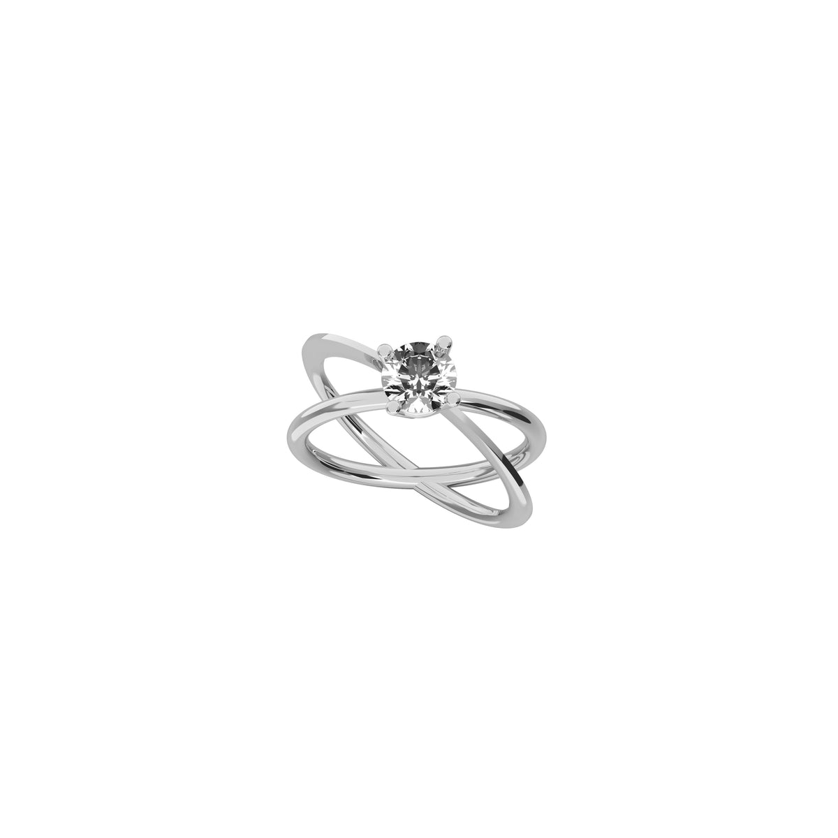 Moon Ellipse engagement ring in 18k white gold with a 0.75 carats diamond by Nayestones, Belgian fine jewelry. 