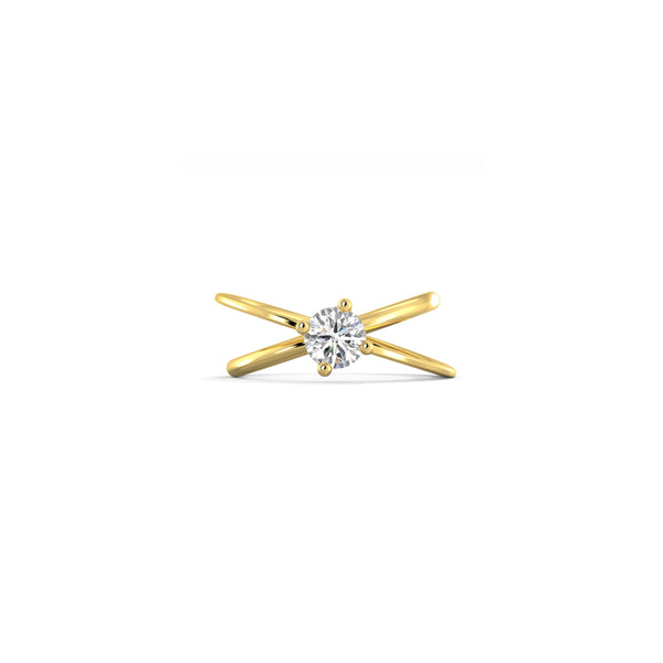 Moon Ellipse engagement ring in 18k yellow gold with a 0.50 carats diamond by Nayestones, Belgian fine jewelry.  Nayestones