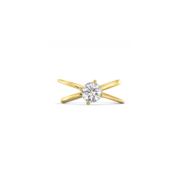 Moon Ellipse engagement ring in 18k yellow gold with a 0.75 carats diamond by Nayestones, Belgian fine jewelry.  Nayestones