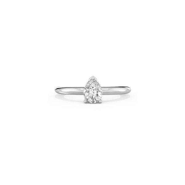 Solitaire Pear in 18k white gold ring with a 0.75ct lab-grown diamond by Nayestones, Belgian fine jewelry. Nayestones