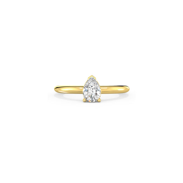 Solitaire Pear in 18k yellow gold ring with a 0.75ct lab-grown diamond by Nayestones, Belgian fine jewelry. Nayestones