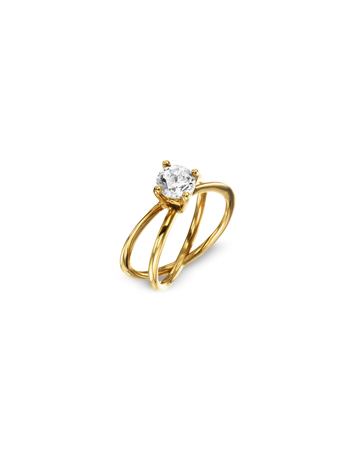 Ring 18K solitaire diamond - moon ellipse diamond ring -  Nayestones Antwerp