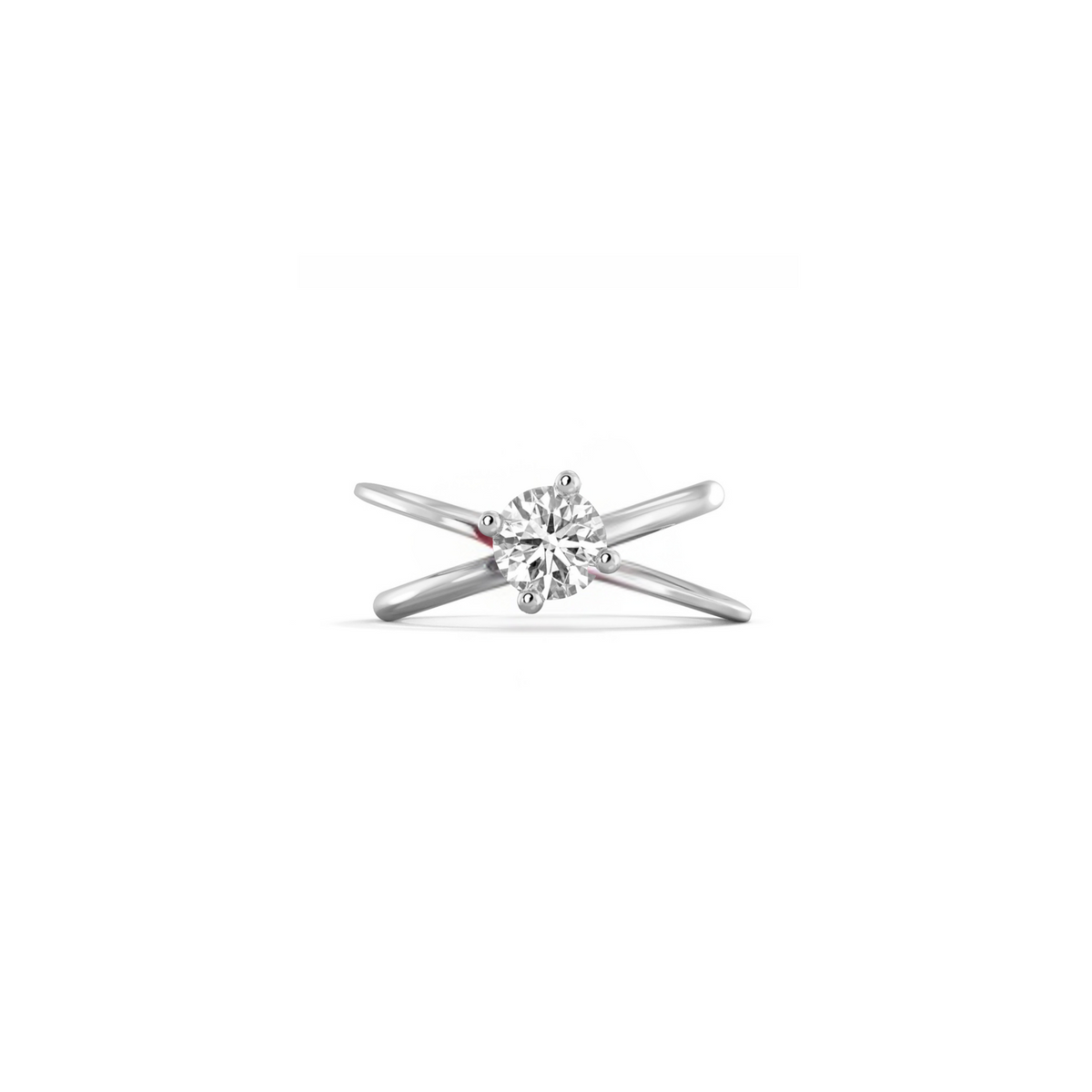 Moon Ellipse Diamond Ring in White Gold