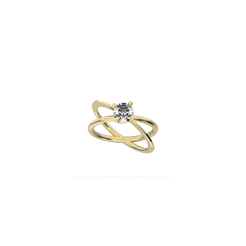 Moon Ellipse engagement ring in 18k yellow gold with a 0.75 carats diamond by Nayestones, Belgian fine jewelry.  Nayestones