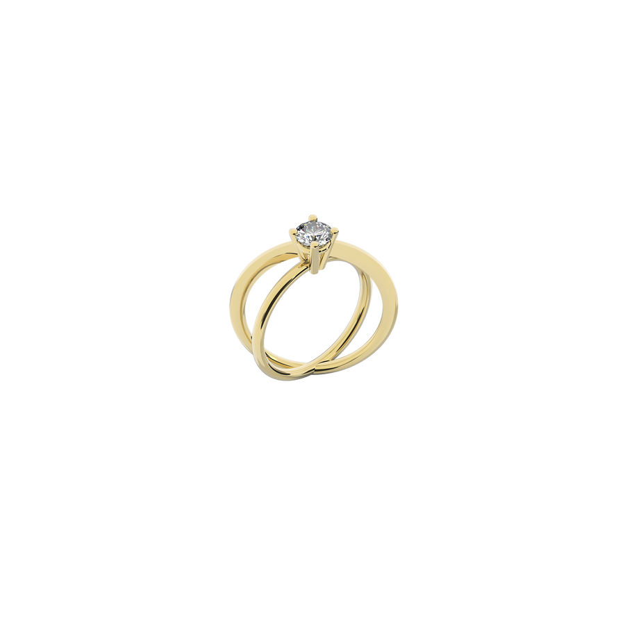 Moon Ellipse Diamond 18K Gold  ring - yellow gold 0.75 Carat - designed by Nayestones Made in Antwerp