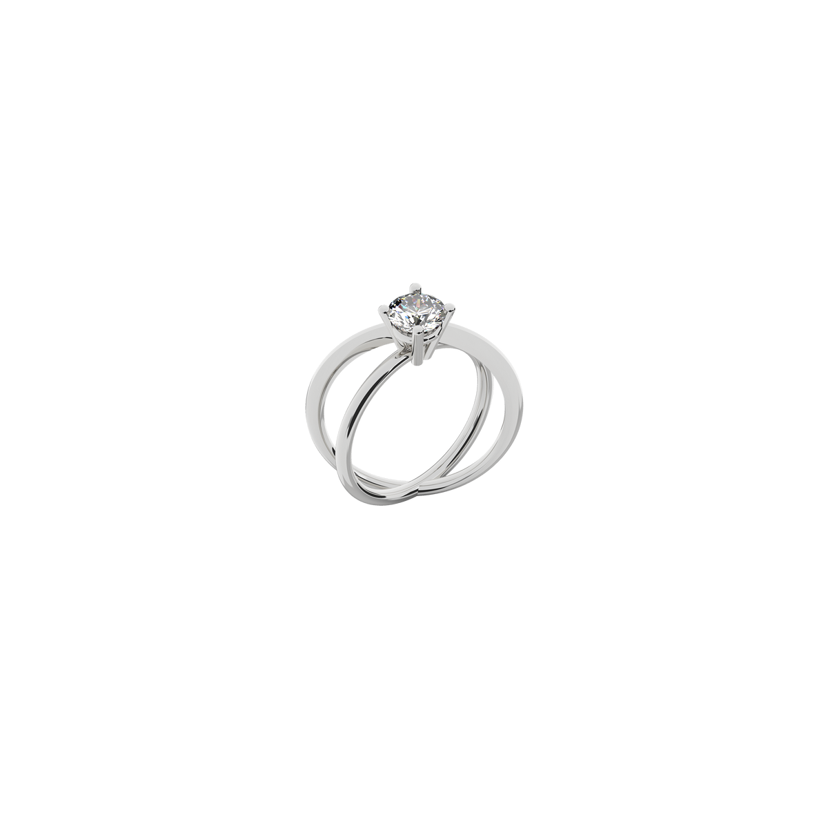Moon Ellipse engagement ring in 18k white gold with a 0.75 carats diamond by Nayestones, Belgian fine jewelry. 