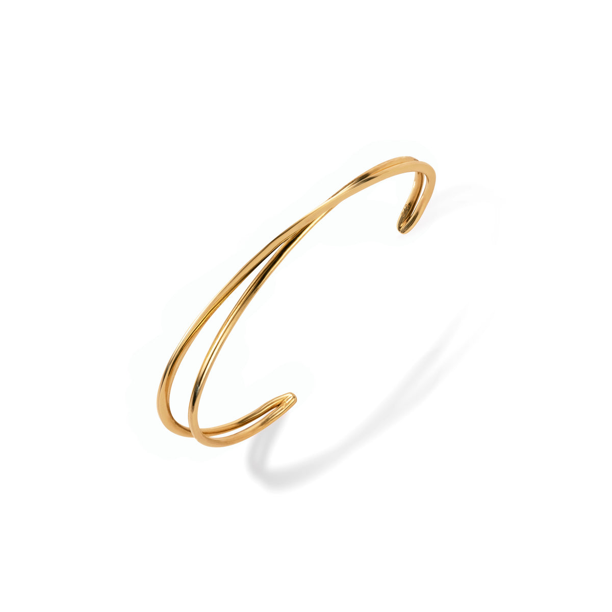 Moon Ellipse Open bracelet in 18K yellow gold by Nayestones, Belgian fine jewelry. 