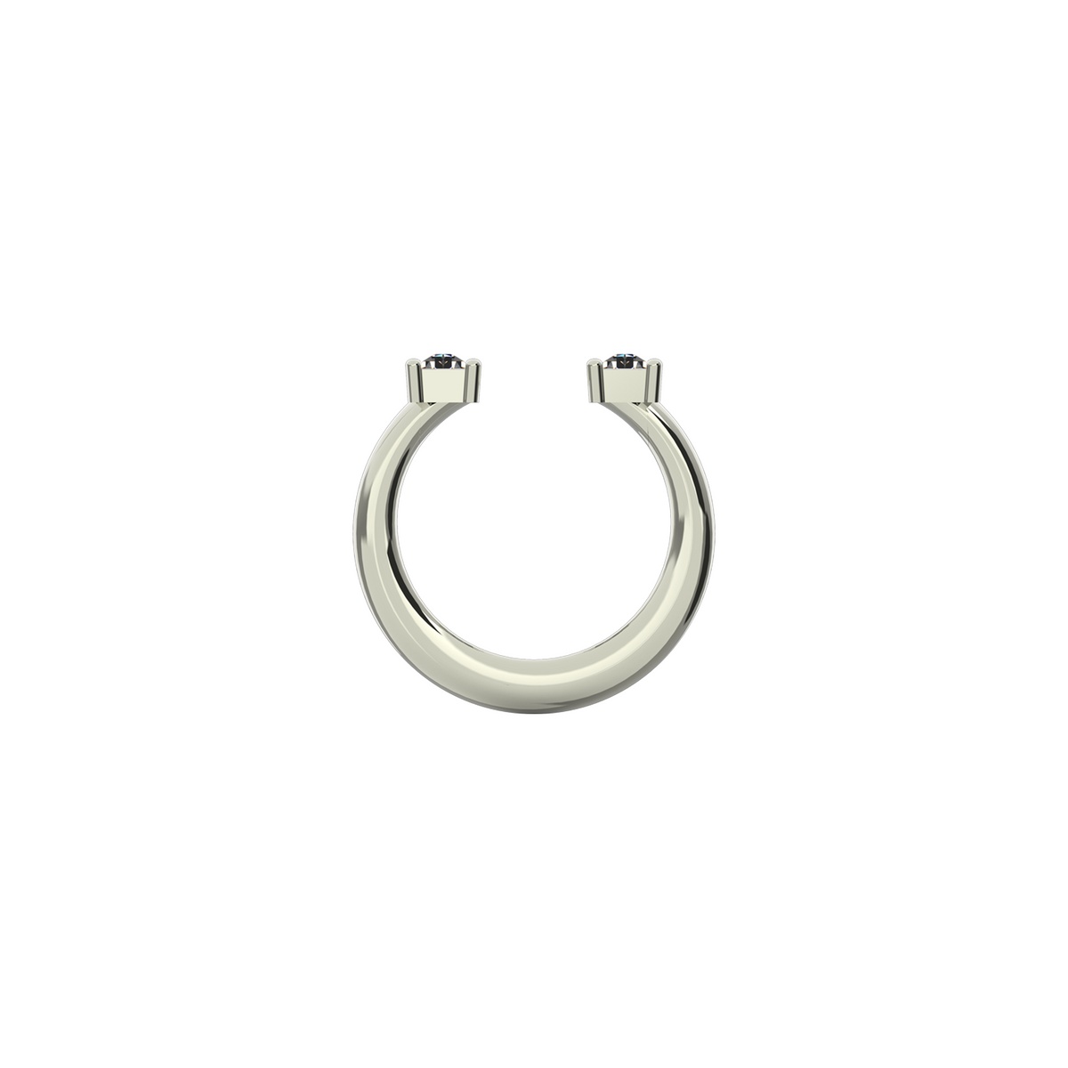 Double baguette diamond ring in 18k white gold with two 0.56 carat diamonds by Nayestones, Belgian fine jewelry 