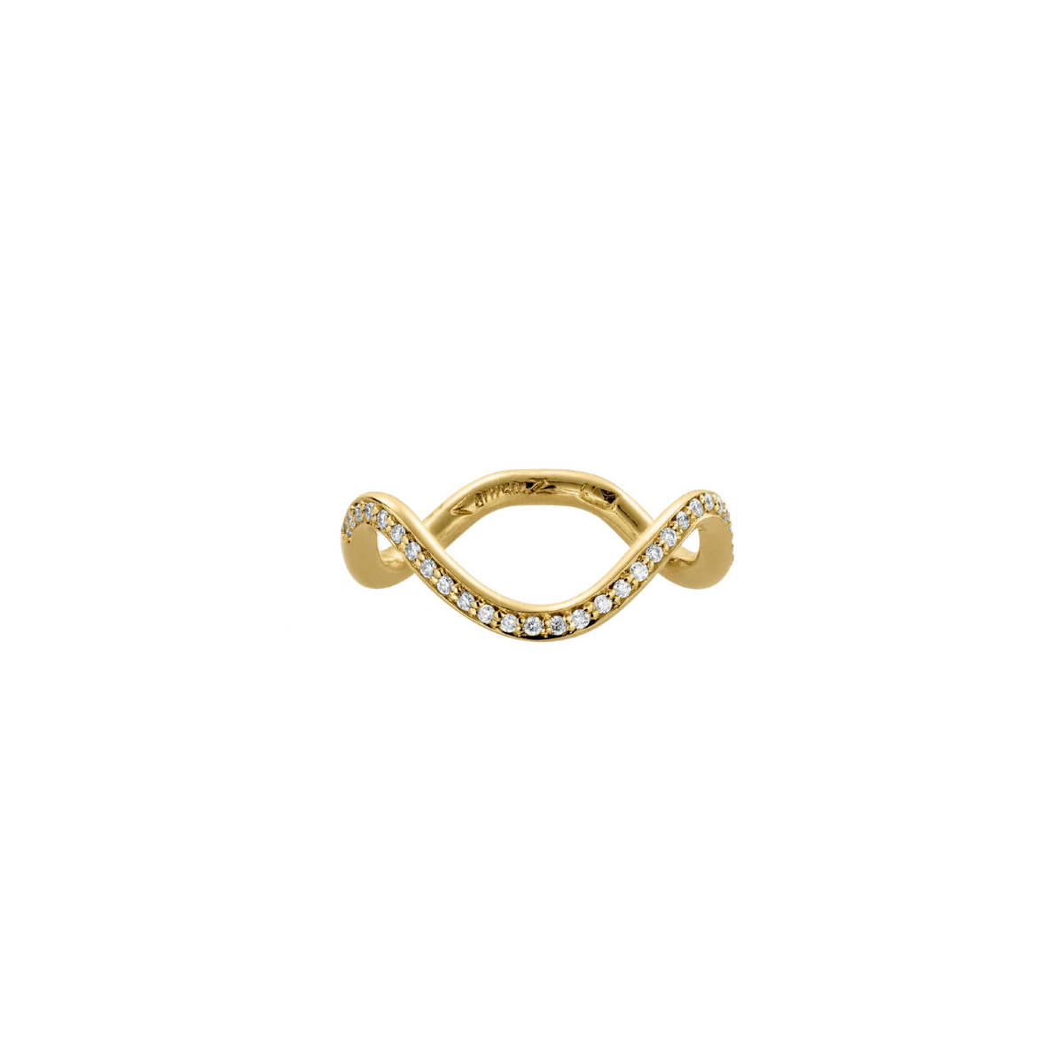 Bague Petite Comete Pavé en or jaune 18 carats de Nayestones, joaillerie belge de haute qualité.
