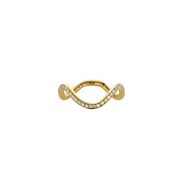 Petite Comete Pavé Ring in 18k yellow gold by Nayestones, Belgian fine jewelry. Nayestones