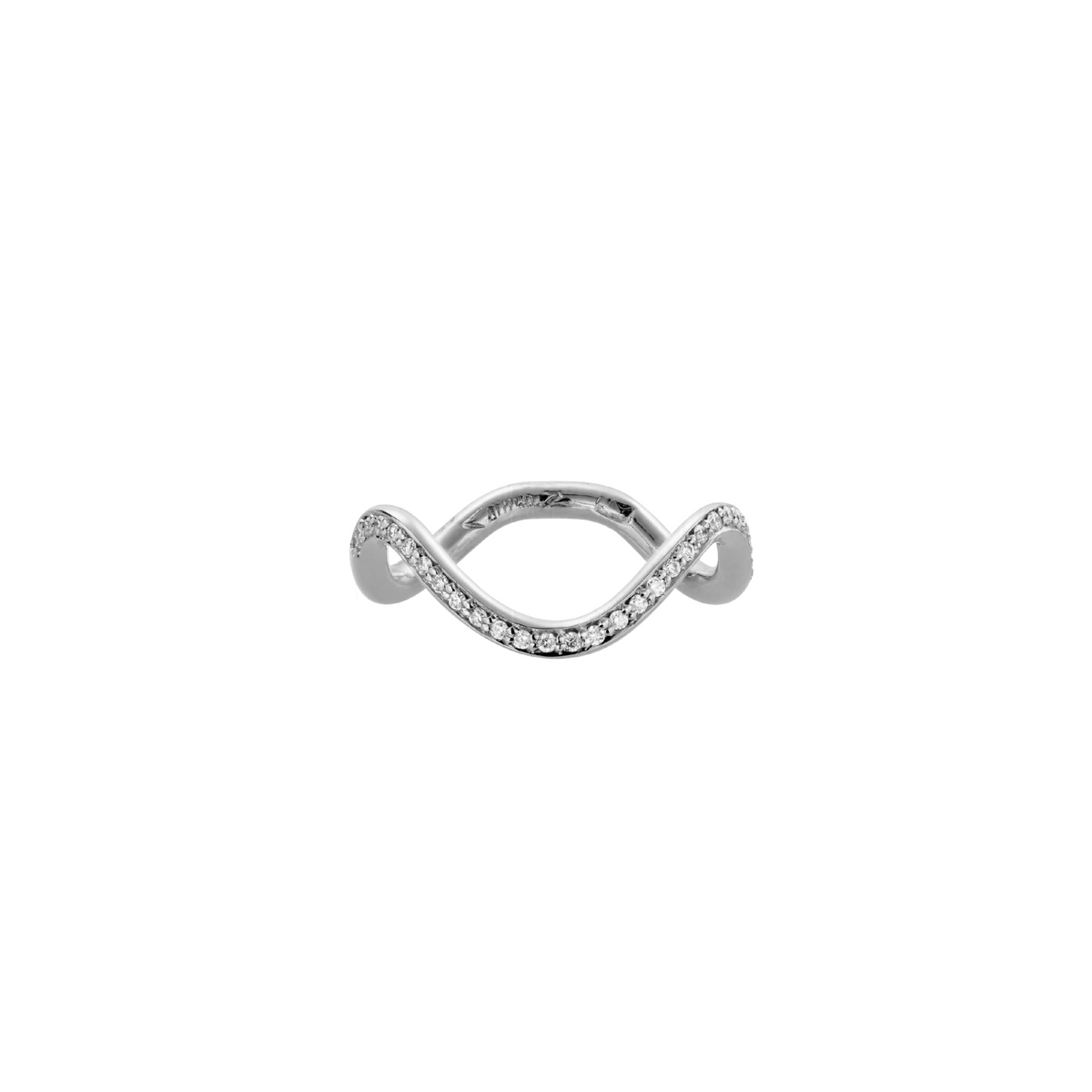 Bague Petite Comete Pavé en or blanc 18 carats de Nayestones, joaillerie belge de haute qualité.