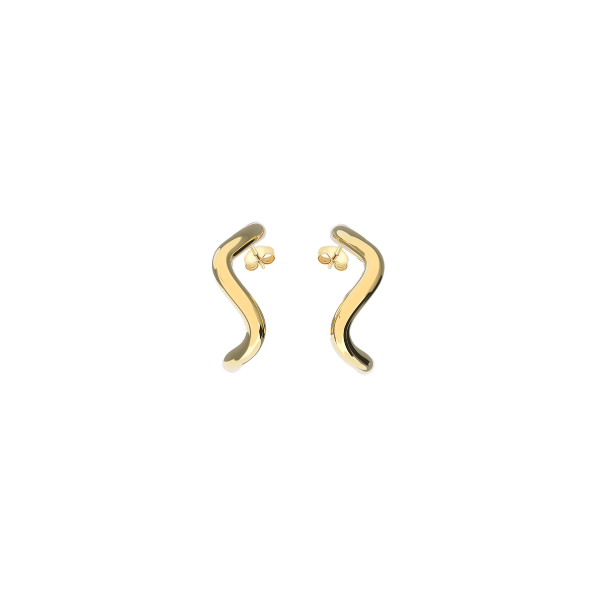 Petite Comete medium earrings in 14k yellow gold by Nayestones, Belgian fine jewelry.  