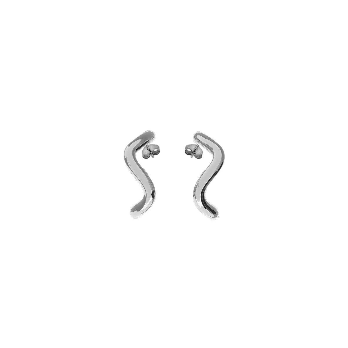 Petite Comete medium earrings in 14k white gold by Nayestones, Belgian fine jewelry.  